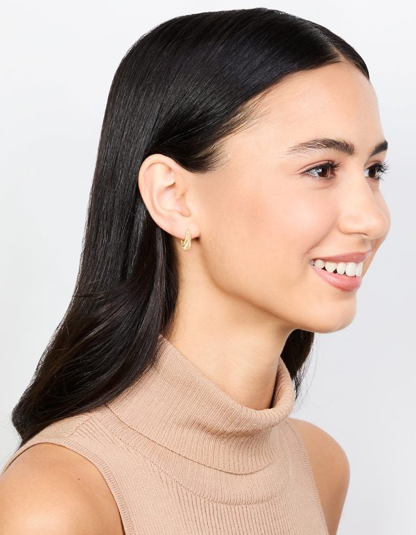 Gold Plated Cubic Zirconia Teardrop Hoop Earrings Fashion - Image 3