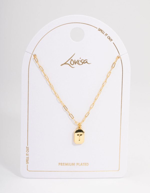 Letter  T  Gold Plated Rectangle Pendant Initial Necklace Supply - Image 3
