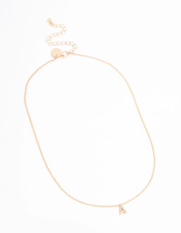 Gold Plated Cubic Zirconia Letter A Necklace For Cheap - Image 2