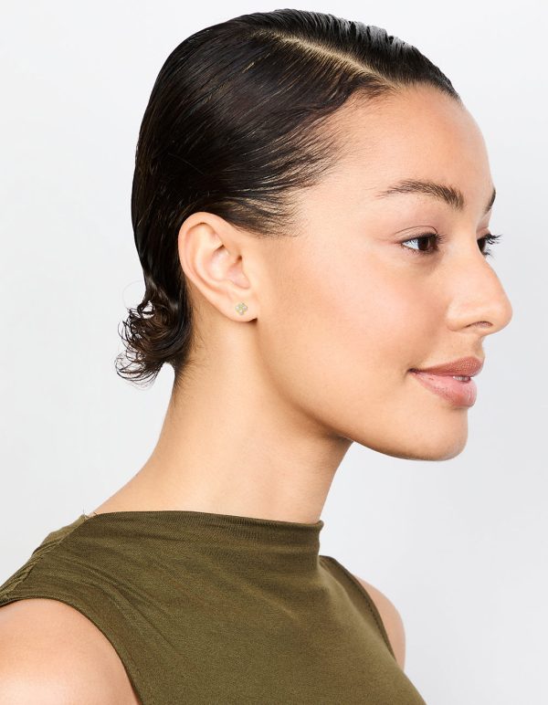 Gold Plated Sterling Silver Cubic Zirconia Flower Stud Earrings Online - Image 3
