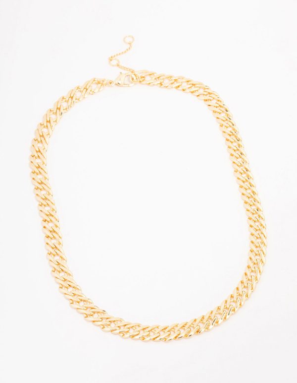Gold Plated Flat Double Link Necklace Hot on Sale - Image 2