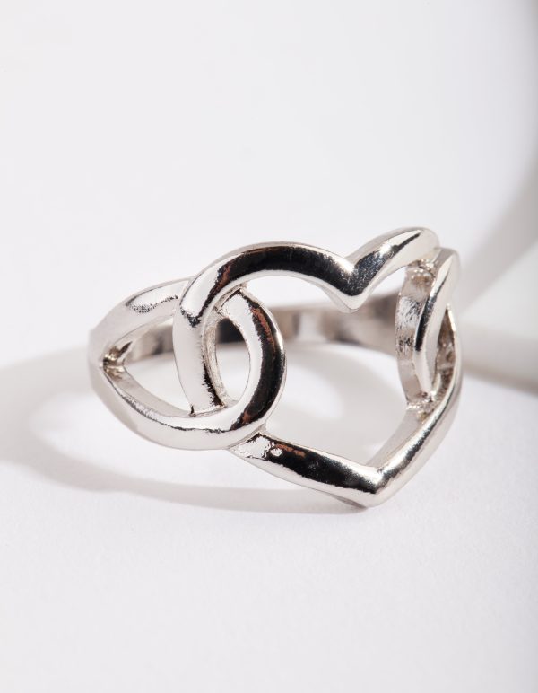Silver Intertwined Heart Ring Cheap