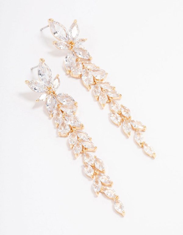 Gold Graduating Cubic Zirconia Drop Earrings For Cheap