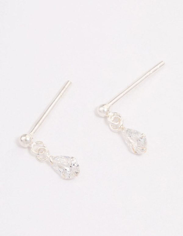 Sterling Silver Pear Cubic Zirconia Drop Earrings For Cheap