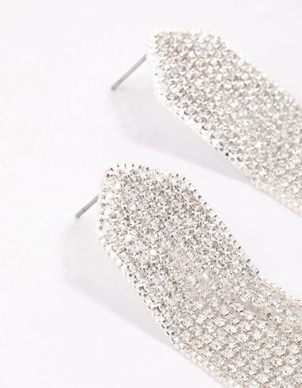 Silver Multi Chain Pointed Drop Earrings Online - Image 3