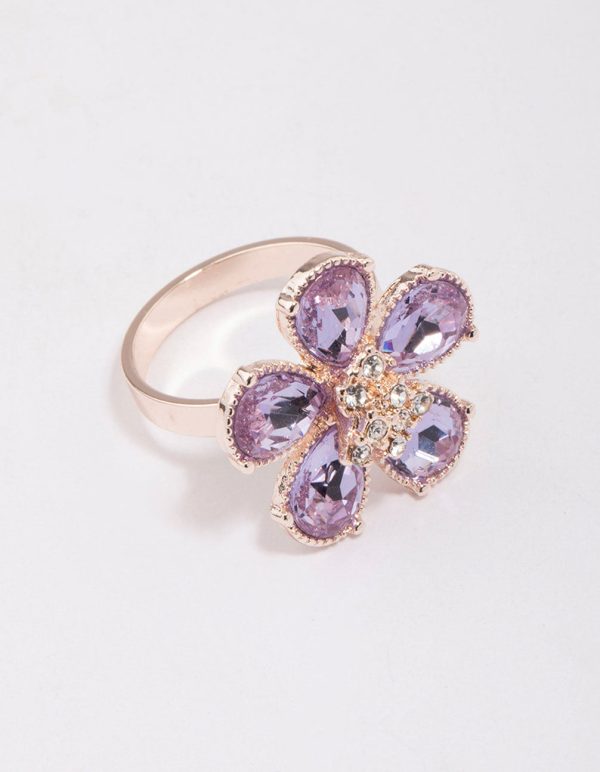 Rose Gold Lilac Flower Petal Ring Hot on Sale