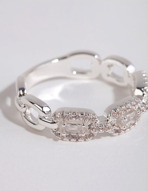 Silver Plated Cubic Zirconia Chain Ring Cheap - Image 3