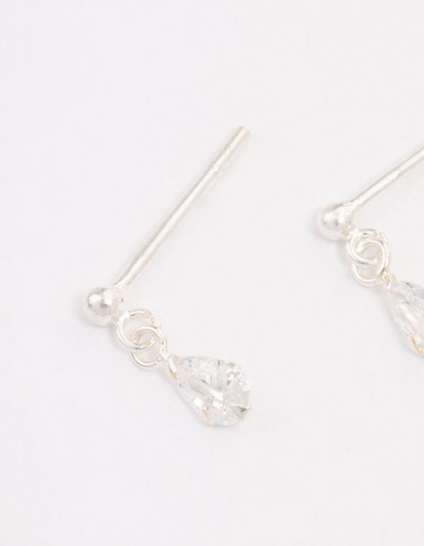 Sterling Silver Pear Cubic Zirconia Drop Earrings For Cheap - Image 2