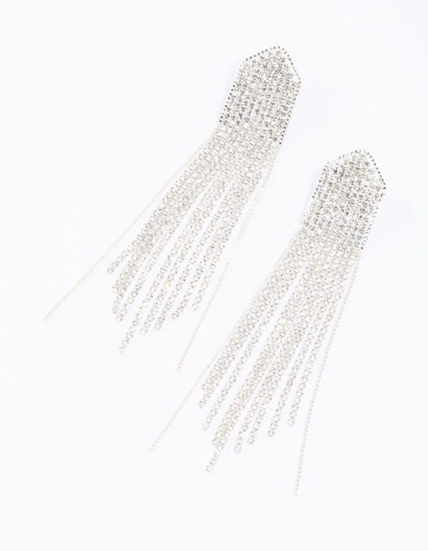 Silver Multi Chain Pointed Drop Earrings Online