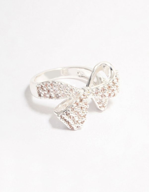 Silver Plated Precious Bow Ring Hot on Sale