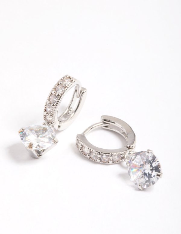 Cubic Zirconia Diamante Huggie Teardrop Earrings Supply - Image 2