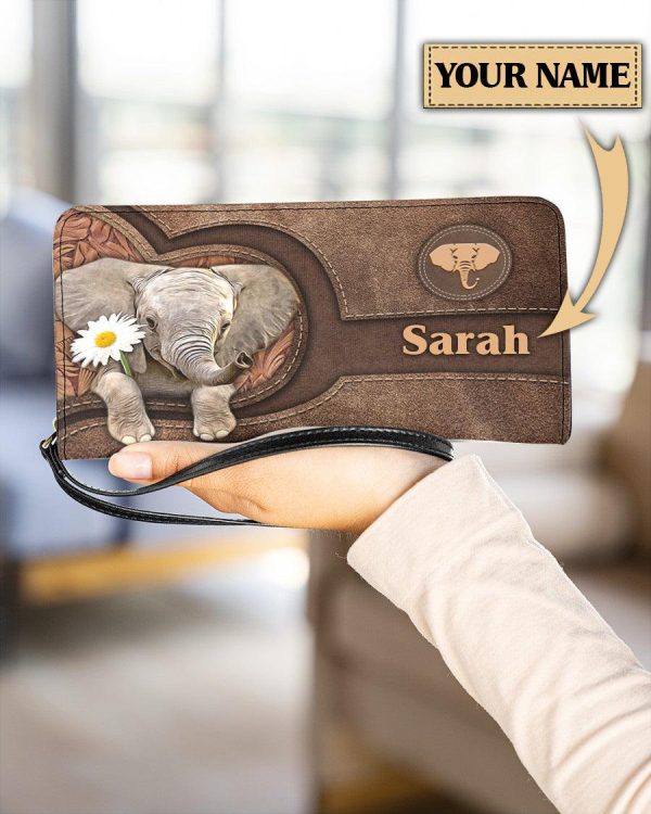 Personalized Elephant Clutch Purse, Personalized Gift for Elephant Lovers - PU102PS on Sale