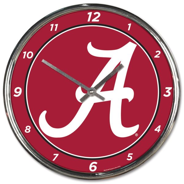 Alabama Crimson Tide Round Chrome Wall Clock Online Hot Sale